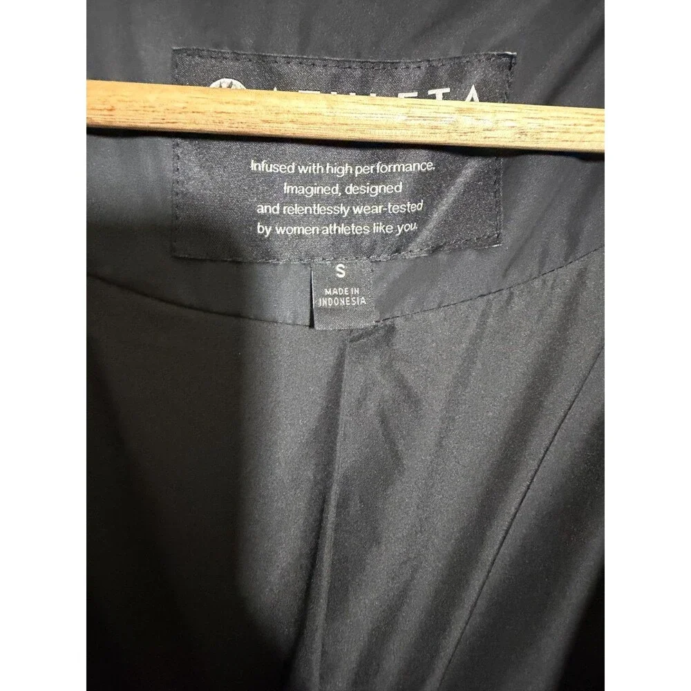 Athleta Jetset Bomber Jacket Womens Small Black Full Zip Hidden Hood
